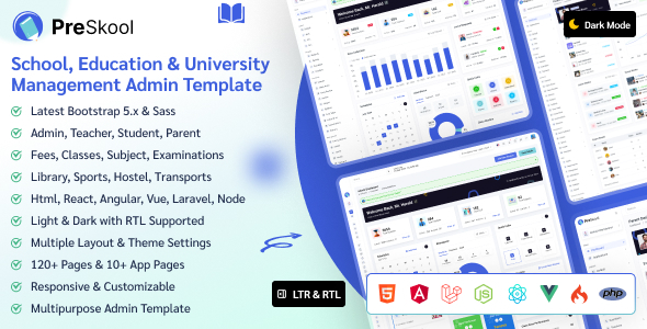 Preskool Html React Angular Vue Laravel School Education Management Admin Dashboard Preskool Html React Angular Vue Laravel School Education Management Admin Dashboard
